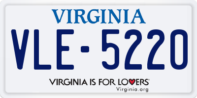 VA license plate VLE5220