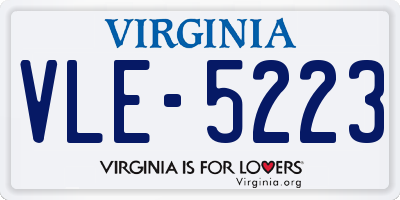 VA license plate VLE5223