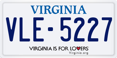 VA license plate VLE5227