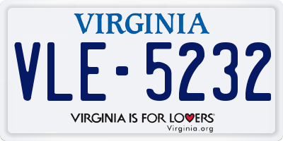 VA license plate VLE5232