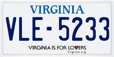 VA license plate VLE5233