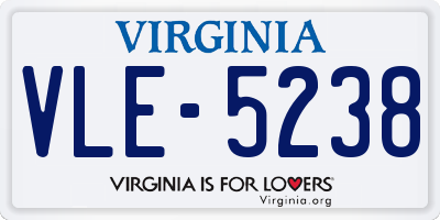 VA license plate VLE5238