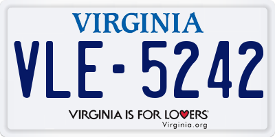 VA license plate VLE5242