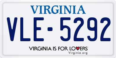VA license plate VLE5292