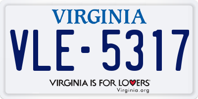 VA license plate VLE5317