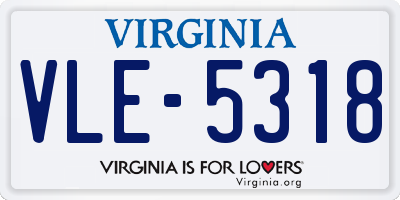 VA license plate VLE5318