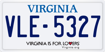 VA license plate VLE5327