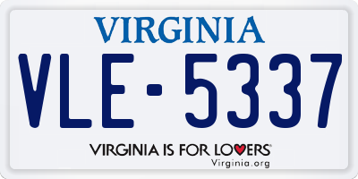 VA license plate VLE5337