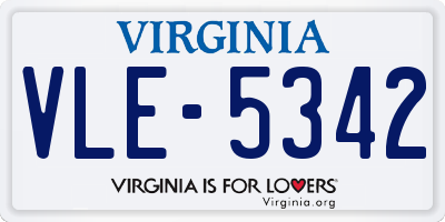 VA license plate VLE5342