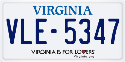 VA license plate VLE5347