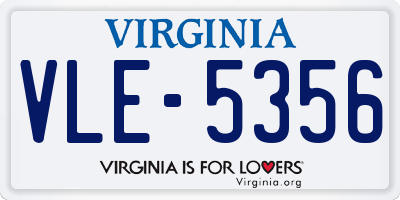 VA license plate VLE5356