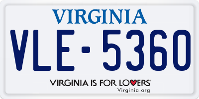 VA license plate VLE5360