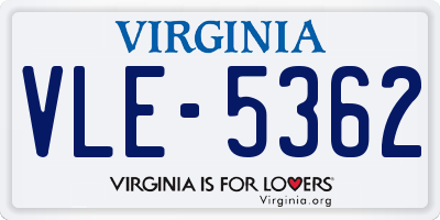 VA license plate VLE5362