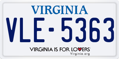 VA license plate VLE5363