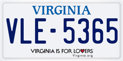 VA license plate VLE5365