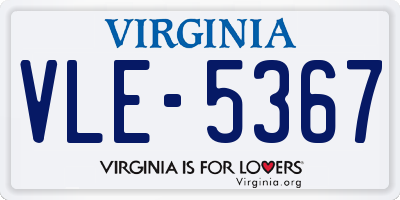VA license plate VLE5367