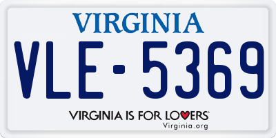 VA license plate VLE5369
