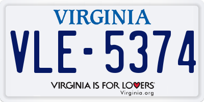 VA license plate VLE5374