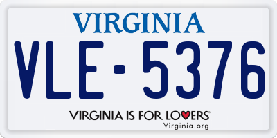 VA license plate VLE5376