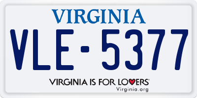 VA license plate VLE5377