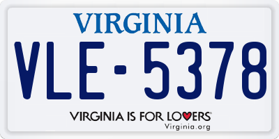 VA license plate VLE5378