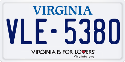 VA license plate VLE5380