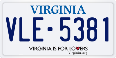 VA license plate VLE5381
