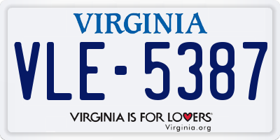 VA license plate VLE5387
