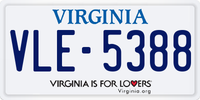 VA license plate VLE5388