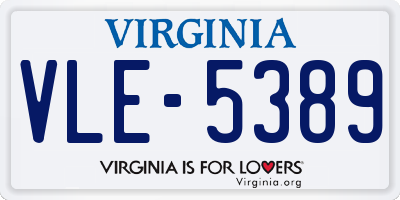 VA license plate VLE5389