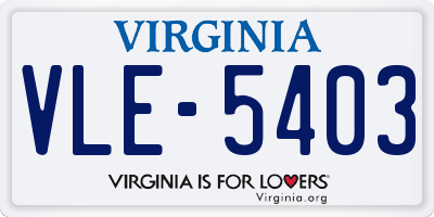 VA license plate VLE5403