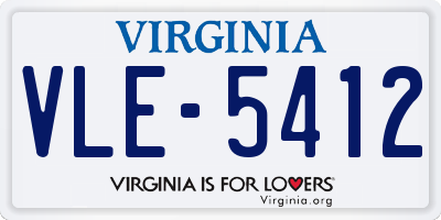 VA license plate VLE5412