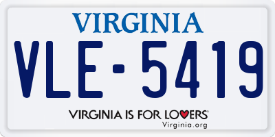 VA license plate VLE5419