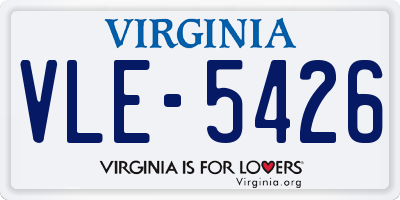 VA license plate VLE5426