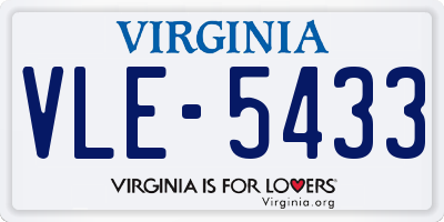 VA license plate VLE5433