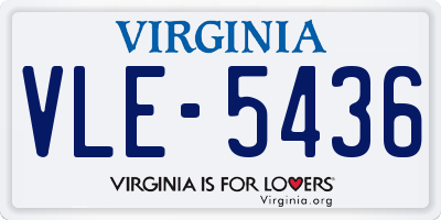 VA license plate VLE5436
