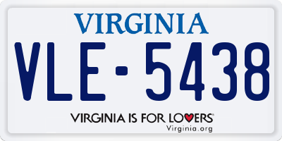 VA license plate VLE5438