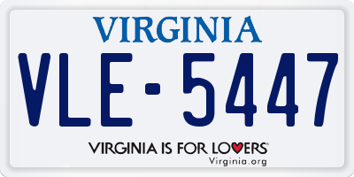 VA license plate VLE5447