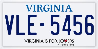 VA license plate VLE5456