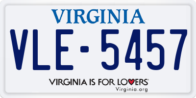 VA license plate VLE5457