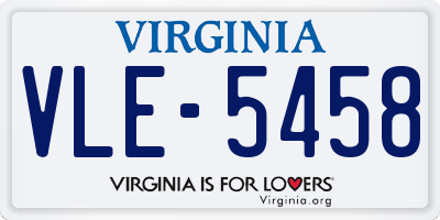 VA license plate VLE5458
