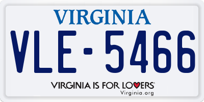 VA license plate VLE5466