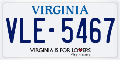 VA license plate VLE5467