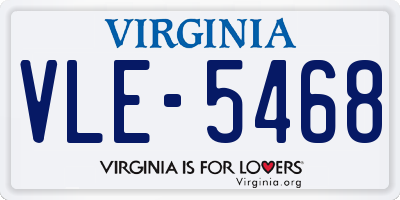 VA license plate VLE5468