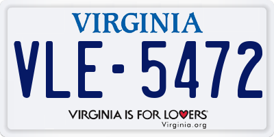VA license plate VLE5472