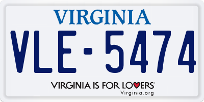 VA license plate VLE5474