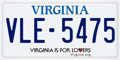 VA license plate VLE5475