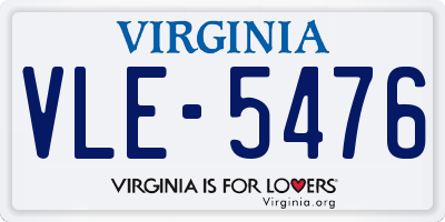 VA license plate VLE5476