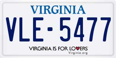 VA license plate VLE5477