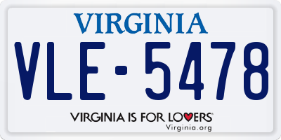 VA license plate VLE5478